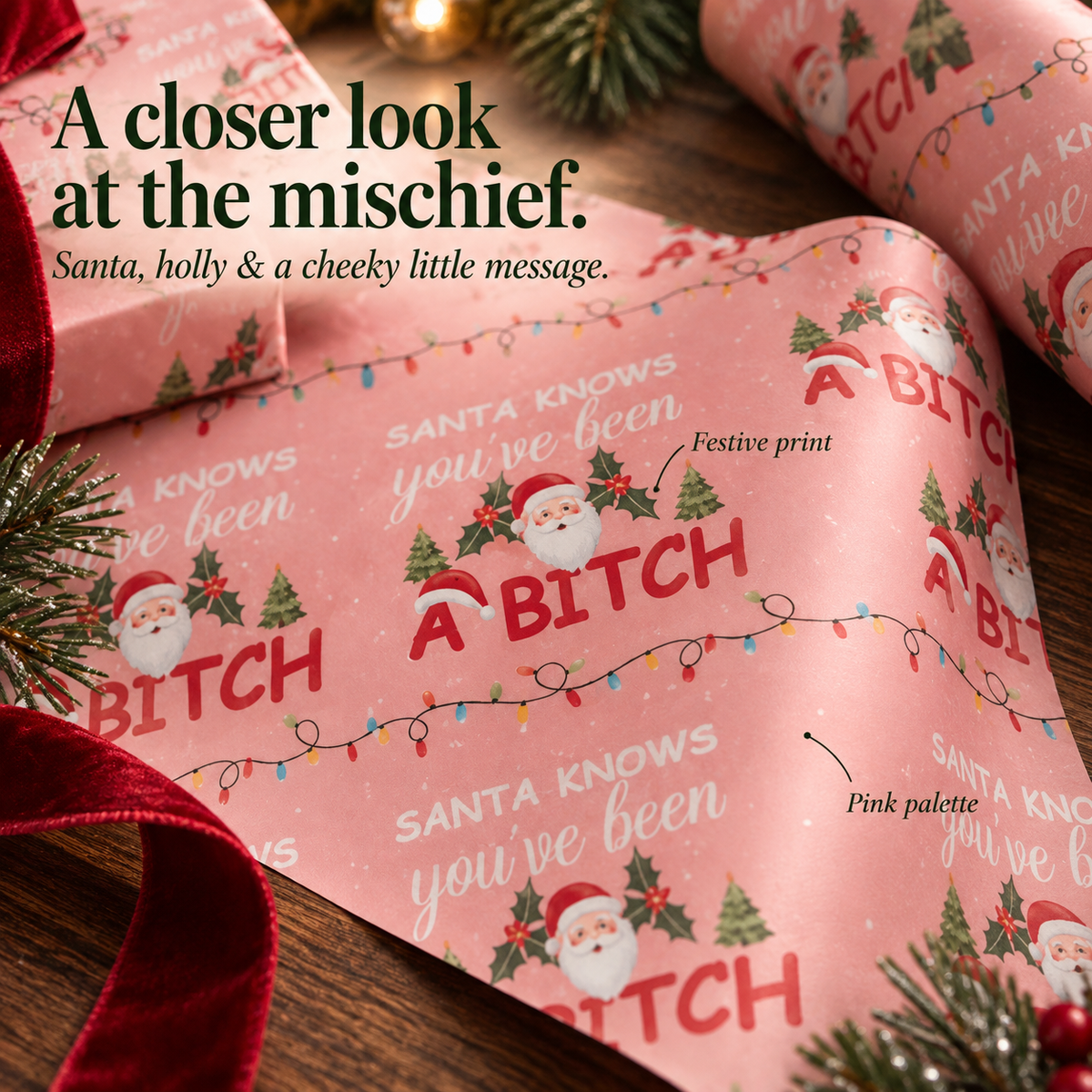 Santa Knows — Cheeky Christmas Wrapping Paper