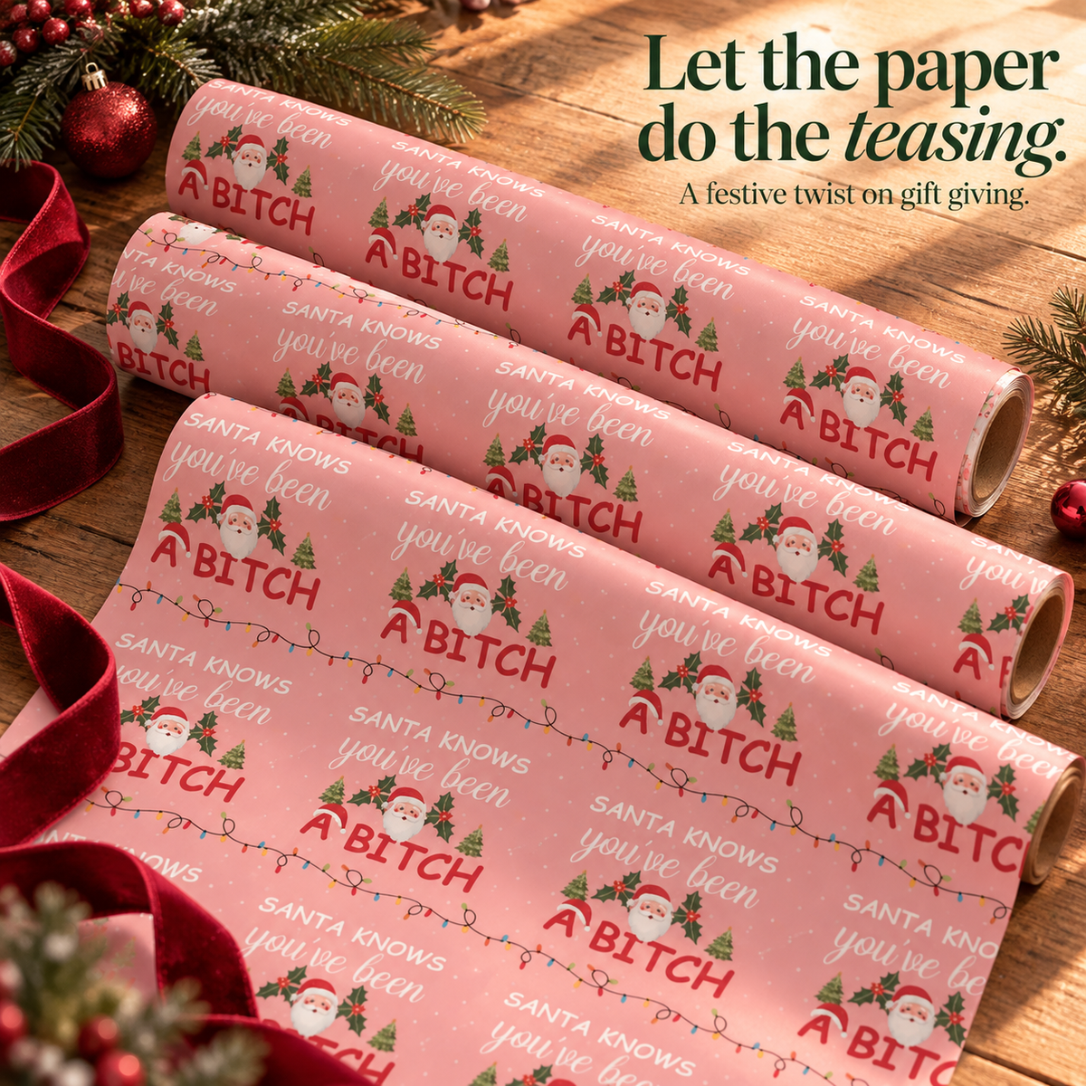 Santa Knows — Cheeky Christmas Wrapping Paper