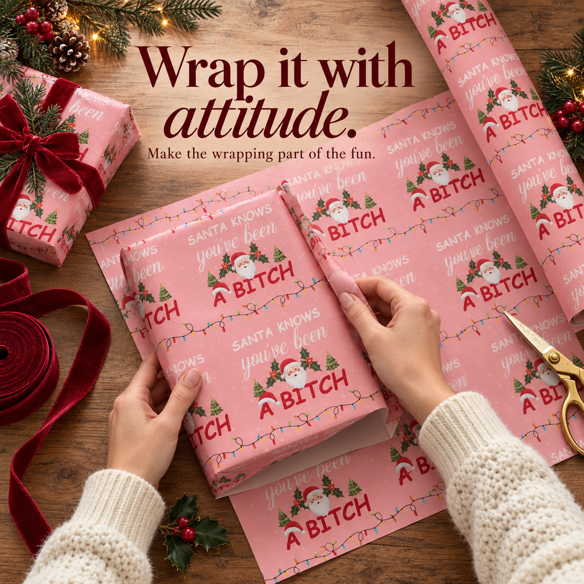 Santa Knows — Cheeky Christmas Wrapping Paper