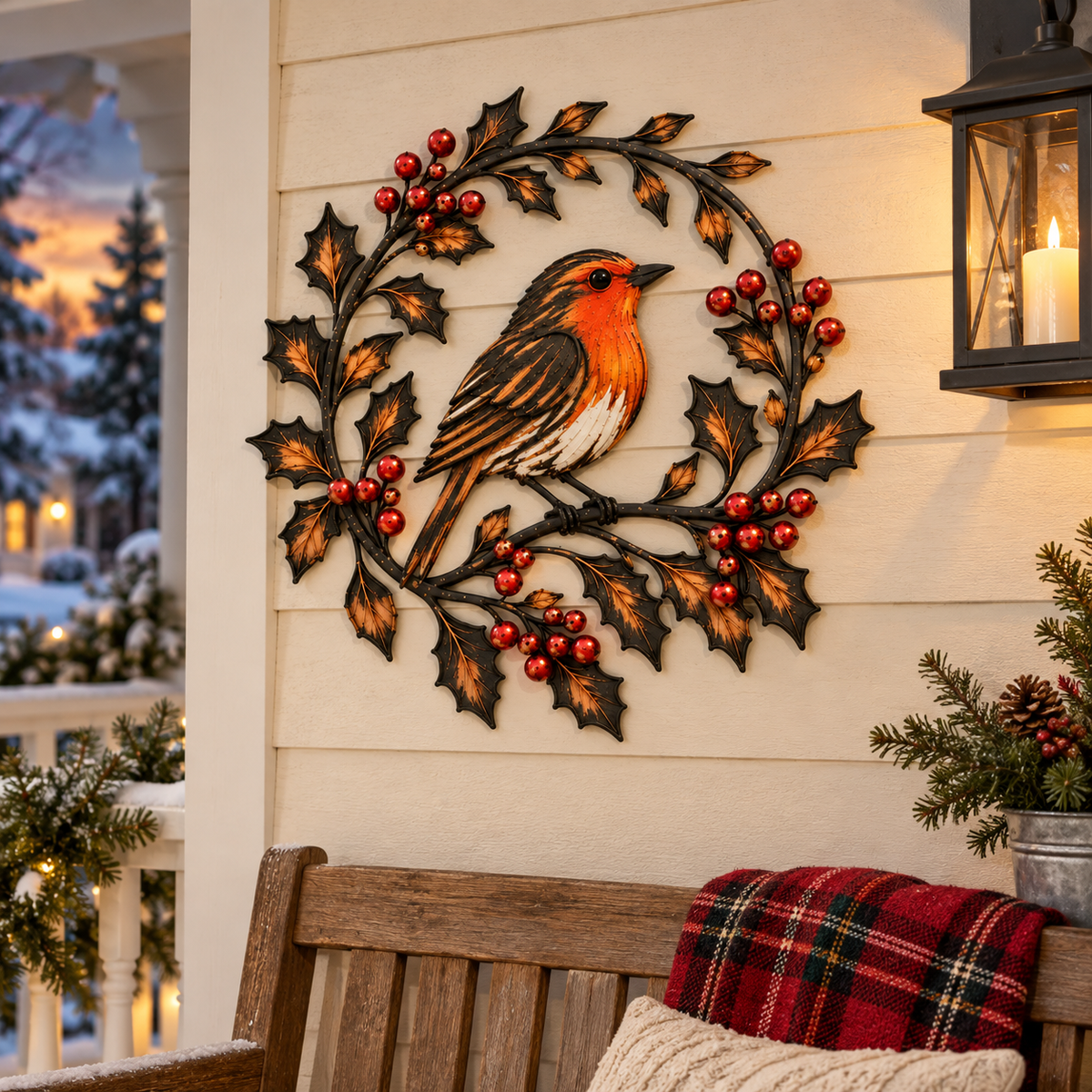 🔥😍Robin & Holly Wreath – A Little Warmth to Welcome You Home
