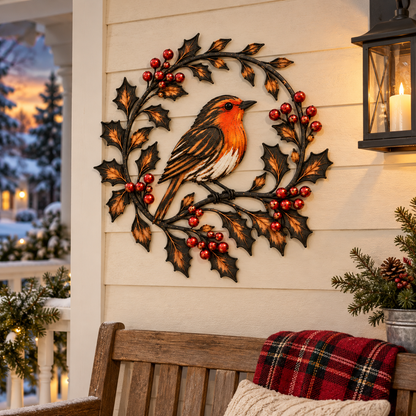 🔥😍Robin & Holly Wreath – A Little Warmth to Welcome You Home