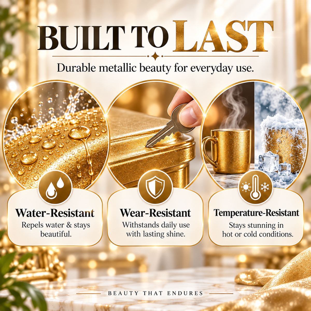 ✨Metallic Gold Finish Paint – Rich Shimmer for Furniture, Décor & DIY Projects