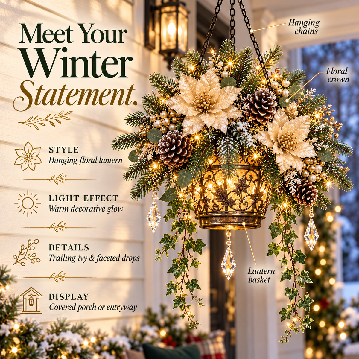 ❄️Winterhaven Glow™ – Lighted Christmas Floral Hanging Lantern Collection
