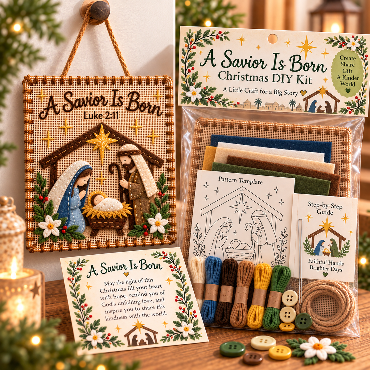 🧘Relaxing & Beginner-Friendly-✝️ Christmas Faith Fabric Weaving Kit