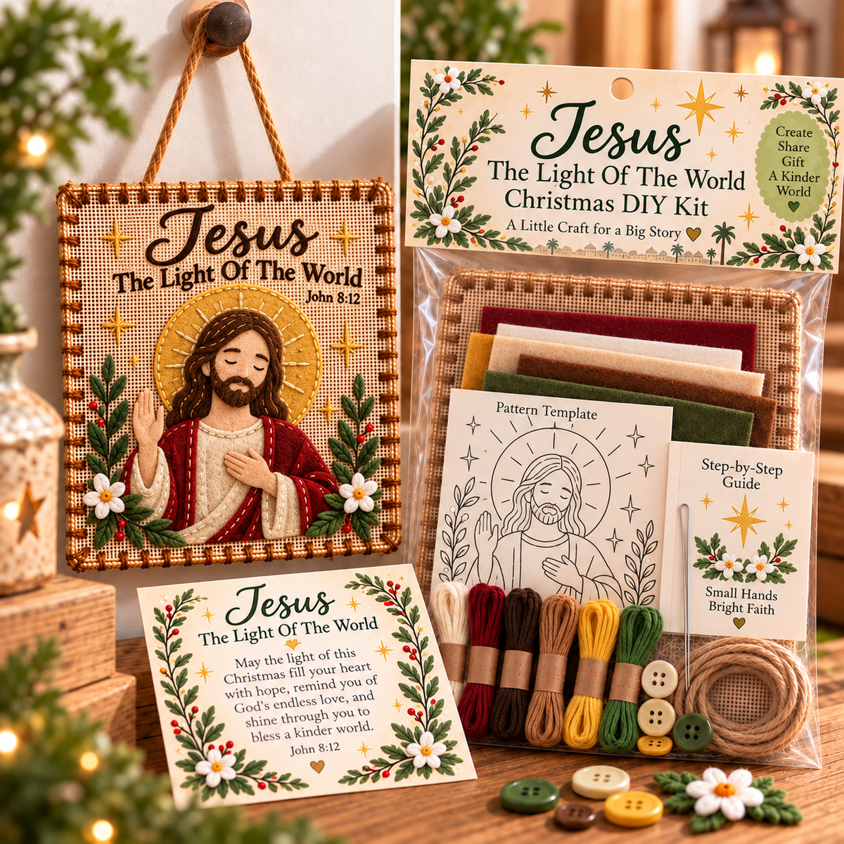🧘Relaxing & Beginner-Friendly-✝️ Christmas Faith Fabric Weaving Kit