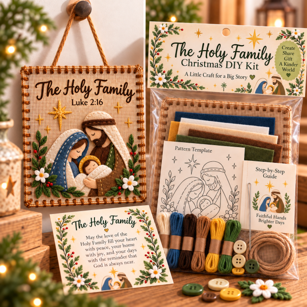 🧘Relaxing & Beginner-Friendly-✝️ Christmas Faith Fabric Weaving Kit