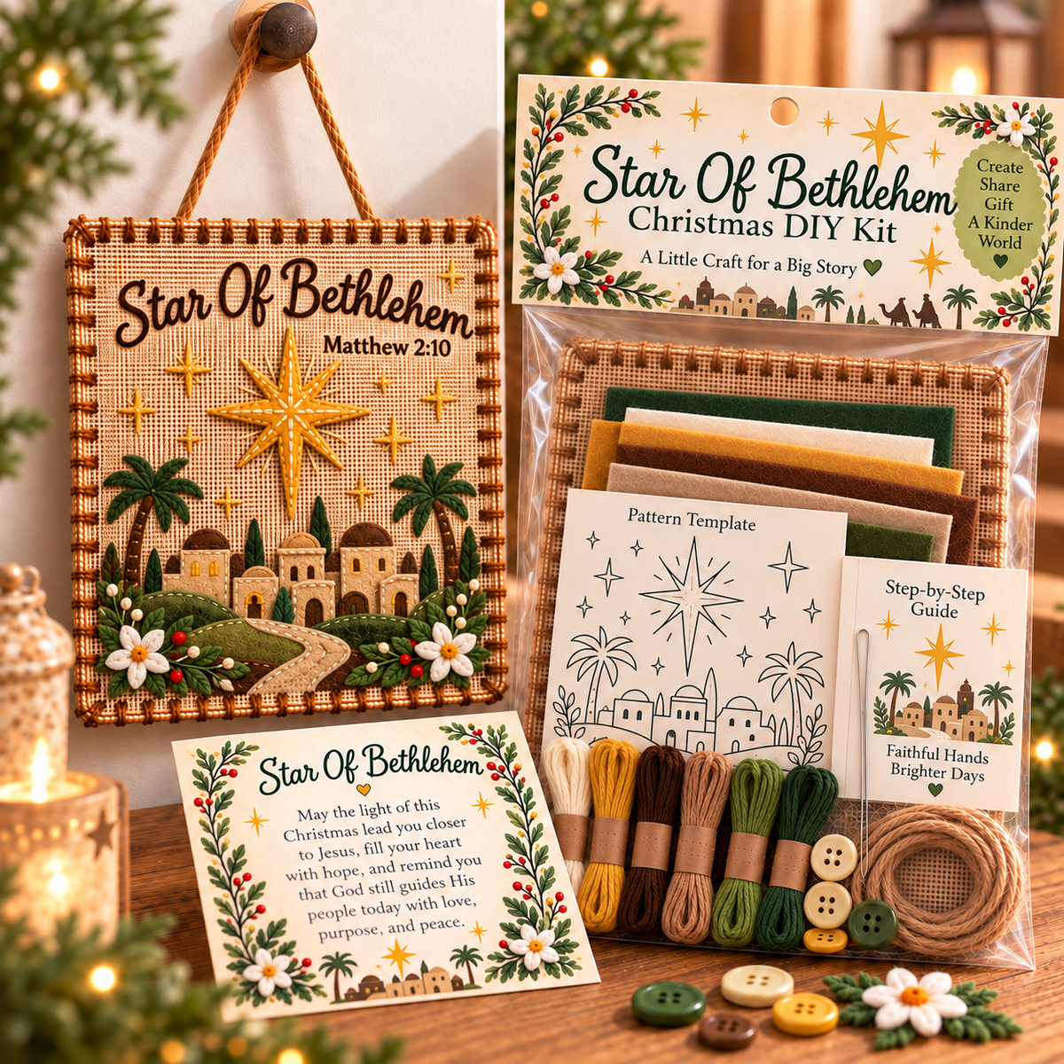 🧘Relaxing & Beginner-Friendly-✝️ Christmas Faith Fabric Weaving Kit