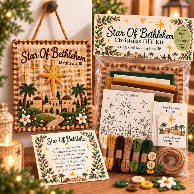 🧘Relaxing & Beginner-Friendly-✝️ Christmas Faith Fabric Weaving Kit