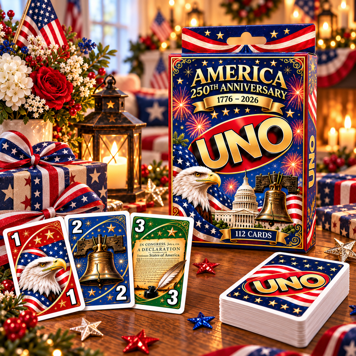 🇺🇸 America 250th Anniversary UNO Card Game — 1776–2026 Commemorative Edition