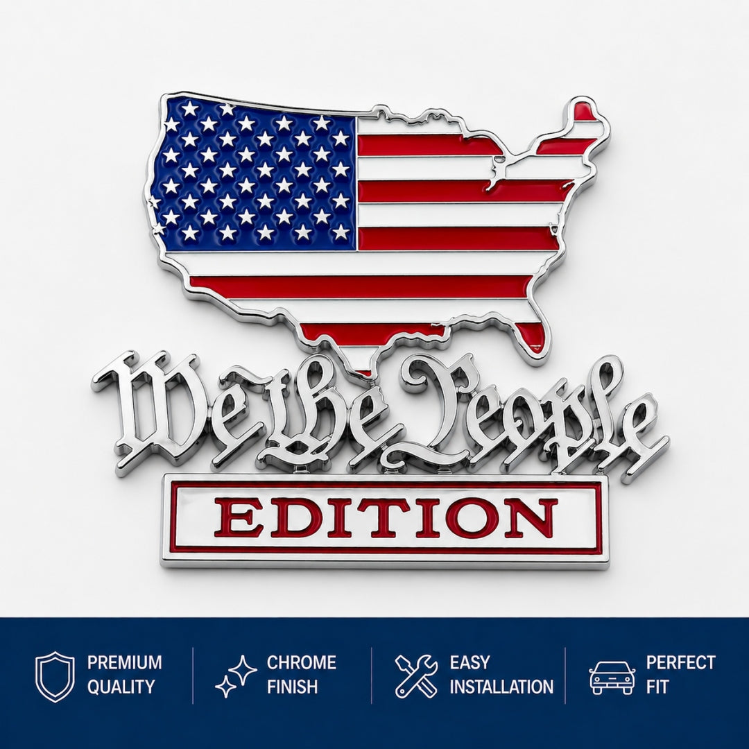 🔥 We The People Edition Car Emblem – Patriotic USA Flag Metal Badge
