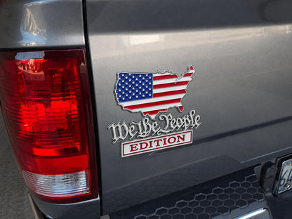 🔥 We The People Edition Car Emblem – Patriotic USA Flag Metal Badge