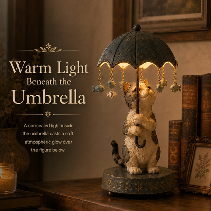 ☂️🐾 Vintage drehbare Schirm-Tierlampe