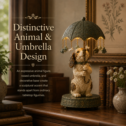 ☂️🐾 Vintage drehbare Schirm-Tierlampe