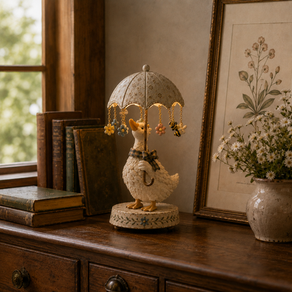 ☂️🐾 Vintage drehbare Schirm-Tierlampe