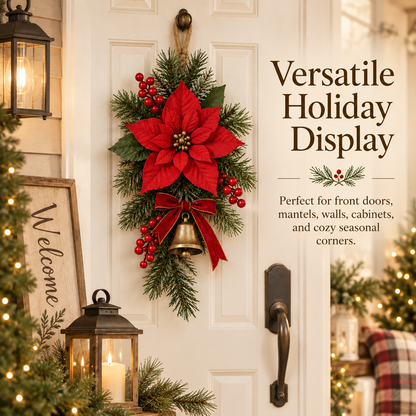 🔥😍Traditional Poinsettia Holiday Door Swag