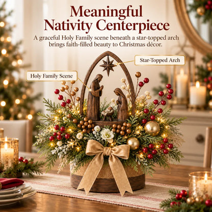 🌸Centro de mesa navideño con nacimiento e iluminación de velas