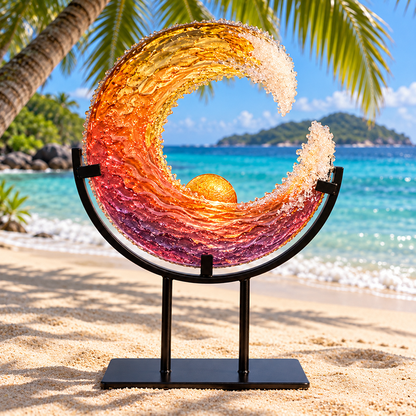 🌊🌅Velmao™ Handmade Sunset Ocean Wave Sculpture | Colorful Coastal Home Decor & Meaningful Gift