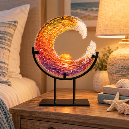 🌊🌅Velmao™ Handmade Sunset Ocean Wave Sculpture | Colorful Coastal Home Decor & Meaningful Gift