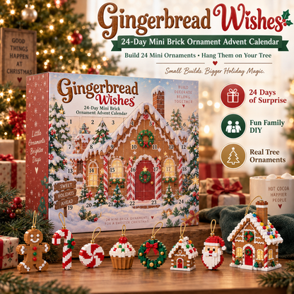 🎄🍪 Gingerbread Wishes 🎁 24-Day Mini Brick Ornament Advent Calendar