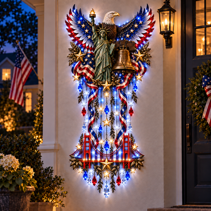 🇺🇸 American Pride LED Cascade Wall Light – Eagle, Liberty & Stars ✨