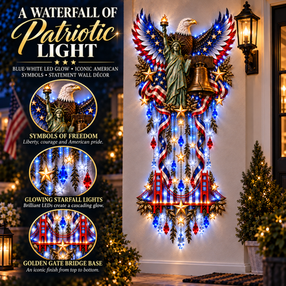 🇺🇸 American Pride LED Cascade Wall Light – Eagle, Liberty & Stars ✨
