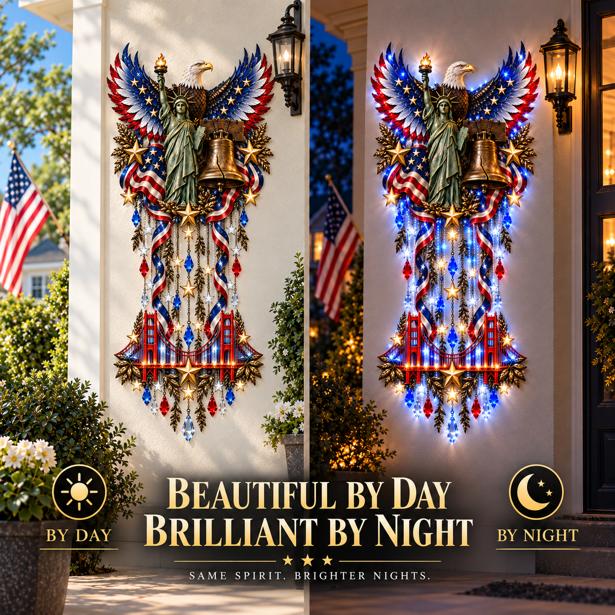 🇺🇸 American Pride LED Cascade Wall Light – Eagle, Liberty & Stars ✨