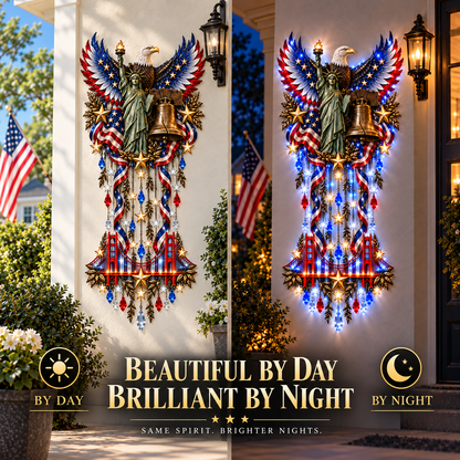 🇺🇸 American Pride LED Cascade Wall Light – Eagle, Liberty & Stars ✨