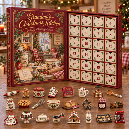 🎄Grandma’s Christmas Kitchen – 24-Day Advent Calendar with 24 Miniature Kitchen Collectibles🎁