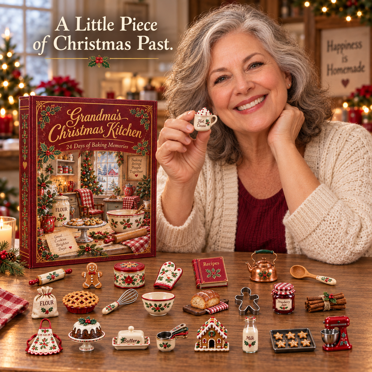 🎄Grandma’s Christmas Kitchen – 24-Day Advent Calendar with 24 Miniature Kitchen Collectibles🎁