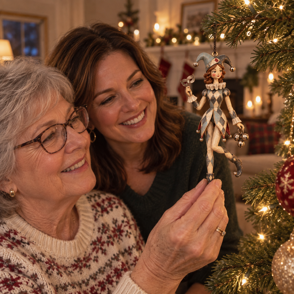 Mother and daughter enjoying the Celeste ornament together