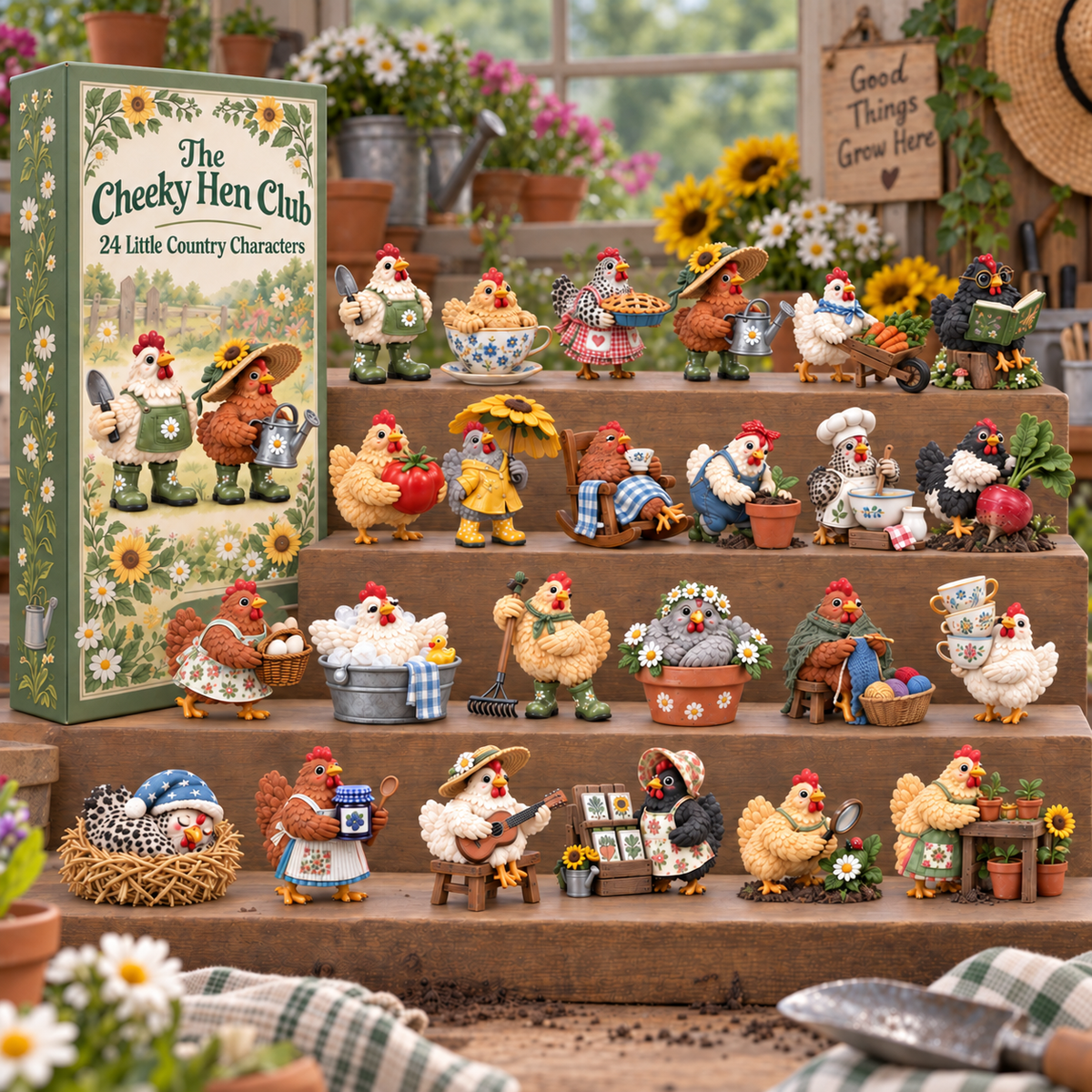 🐔 The Cheeky Hen Club Advent Calendar – 24 Miniature Hen Collectibles 🌼