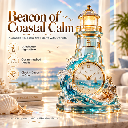 🌊 Coastal Glow Crystal Clock Collection | Sailboat, Shell & Lighthouse