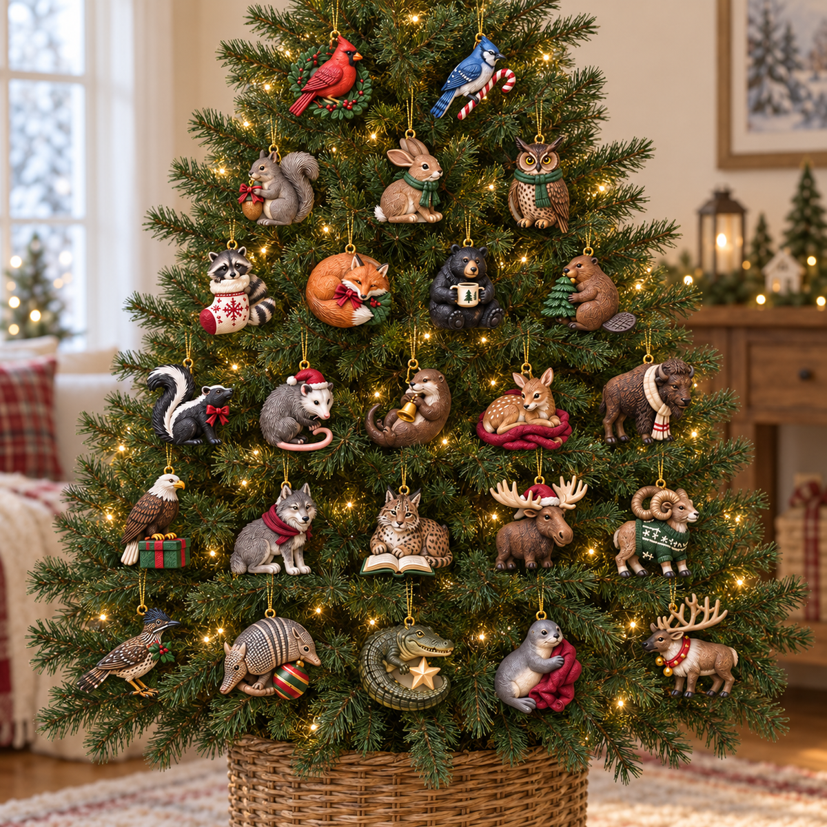 🌲🦍 Una Navidad salvaje americana – Calendario de Adviento de adornos de vida silvestre de 24 días