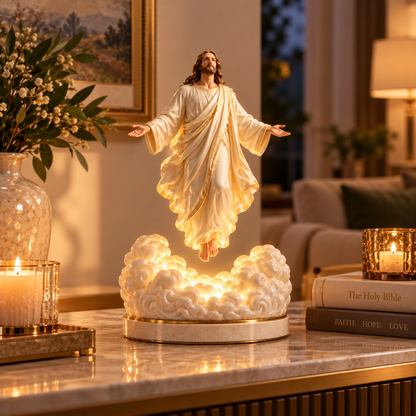 🔥Risen Christ LED Cloud Sculpture – Rotating Faith Decor