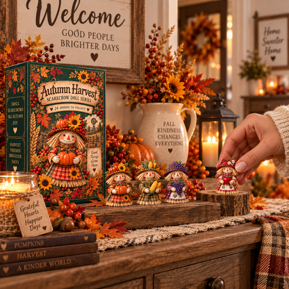 🔥🍂Autumn Harvest Little Friends Blind Box – 24 Mini Scarecrow Collectibles for Cozy Fall Days