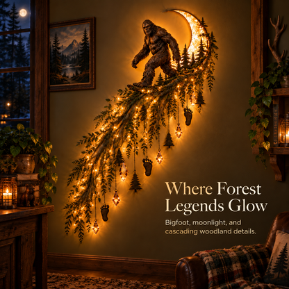 🌙🦍 Bigfoot Moonlight Cascade Wall Light – Enchanted Forest Décor