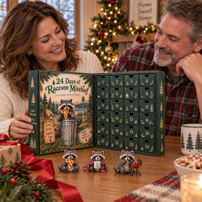 24 Days of Raccoon Mischief – Christmas Advent Calendar with 24 Collectible Figurines