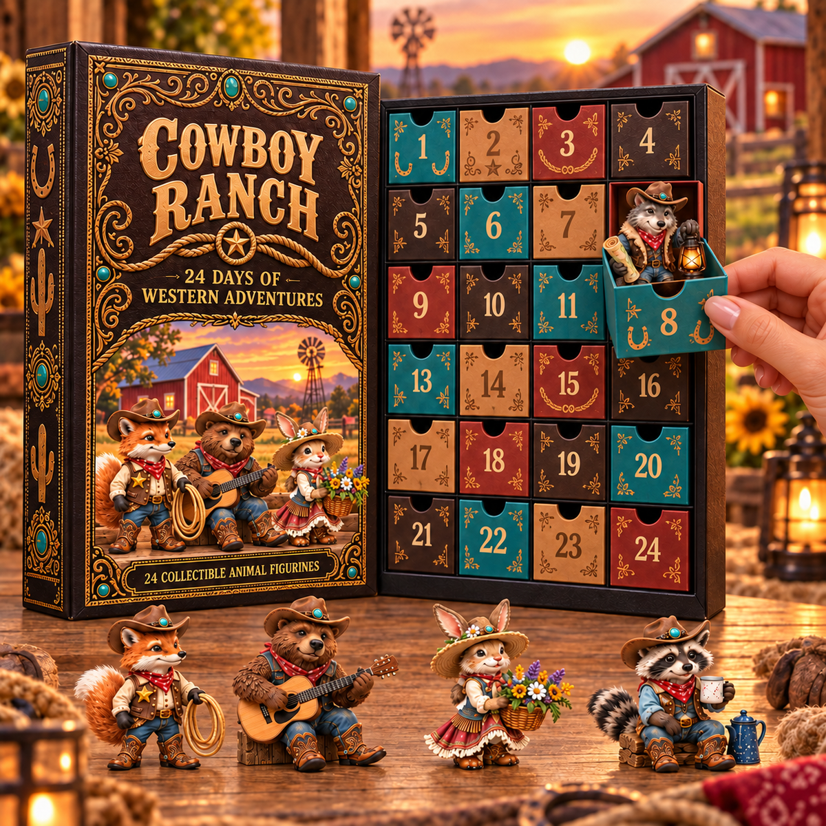 🤠 Cowboy Ranch – 24-Day Animal Cowboy Advent Calendar