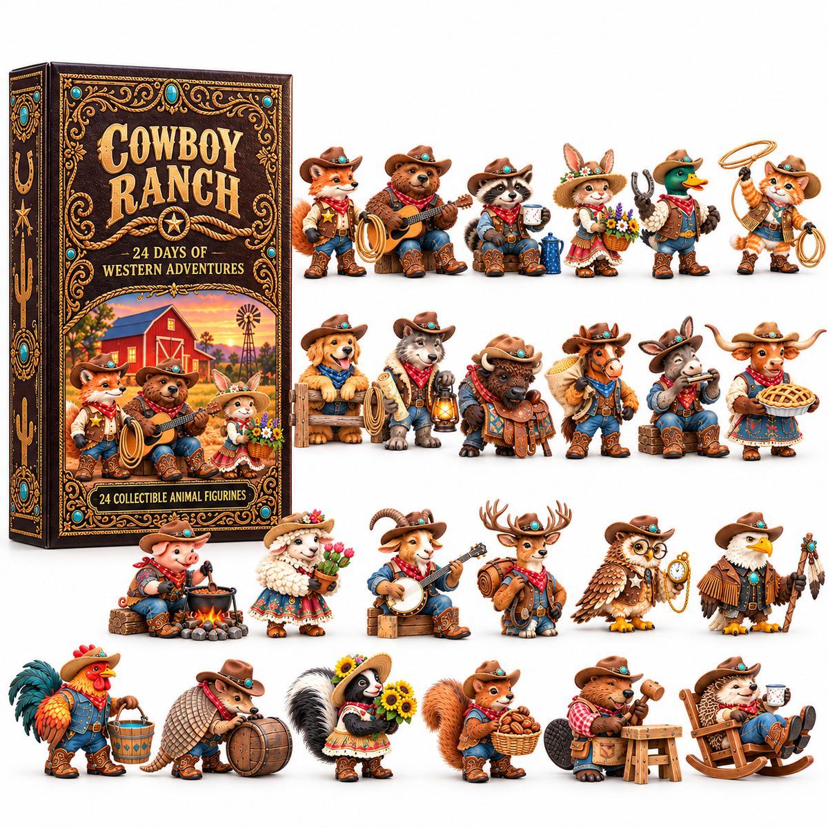 🤠 Cowboy Ranch – 24-Day Animal Cowboy Advent Calendar