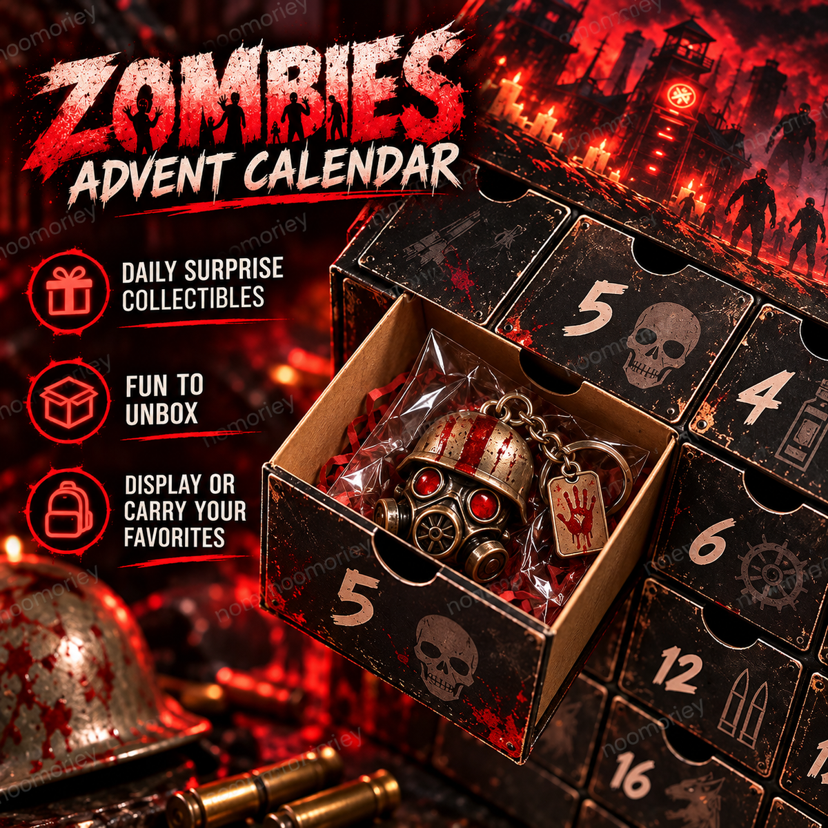 Zombie themed mini collectibles from the countdown calendar