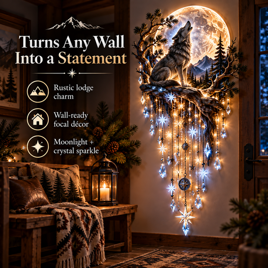 🐺🌕 Wolf Howling Moon Starfall Wall Light(❤Same as the video)