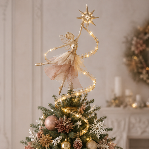 💃🌸Bailarina de Pétalos Estrellados para la Punta del Árbol de Navidad