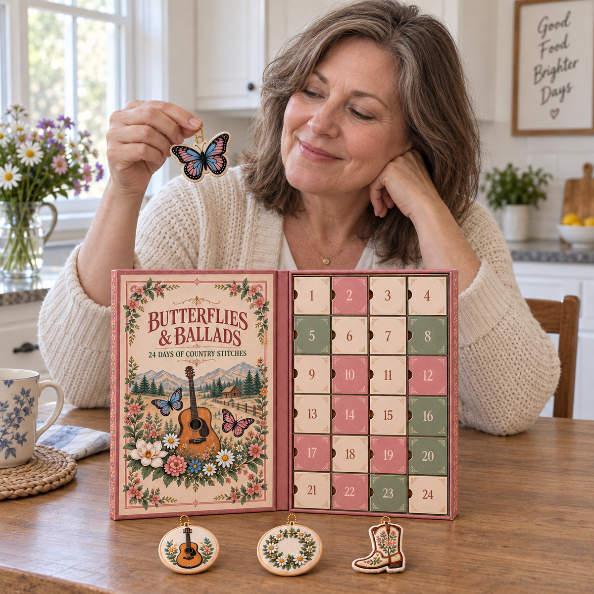 🔥🌸24 Días de Puntadas Festivas – Calendario de Adviento de Adornos Navideños
