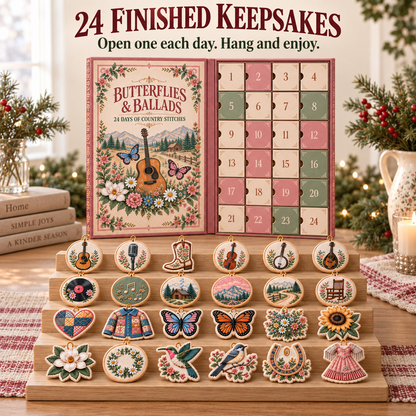 🔥🌸24 Días de Puntadas Festivas – Calendario de Adviento de Adornos Navideños