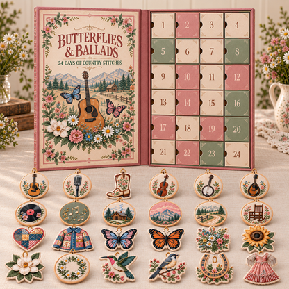 🔥🌸24 Días de Puntadas Festivas – Calendario de Adviento de Adornos Navideños