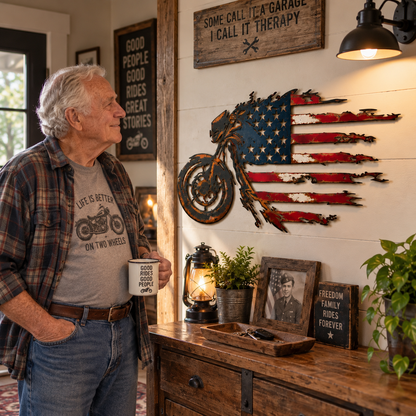 🔥American Pride Motorcycle Metal Wall Art