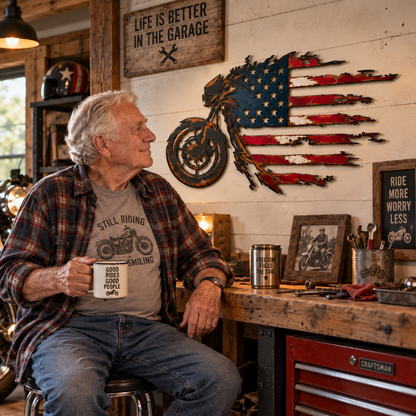 🔥American Pride Motorcycle Metal Wall Art