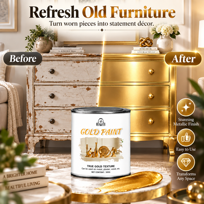 ✨Metallic Gold Finish Paint – Rich Shimmer for Furniture, Décor & DIY Projects