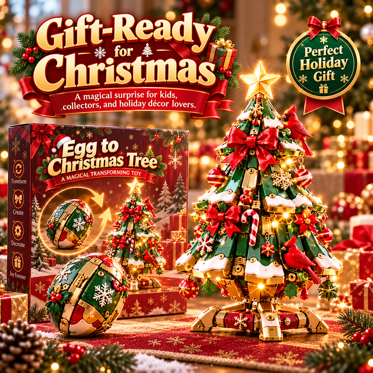 🔥 Egg-to-Christmas Tree™ Magical Transforming Toy – 🎁Cardinal Christmas Tree Holiday Gift