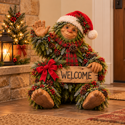🎄Bigfoot Says Hello!™ – Christmas Evergreen Porch Welcome Decor